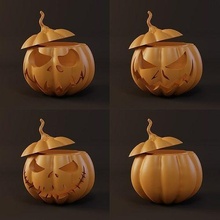 4 Halloween citrouille boites boîte lumière effrayant maison accessoires 3d print model - Mito3D