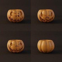 4 halloween pumpkin candle holder scary jack o lantern house accessories 3d print model - Mito3D