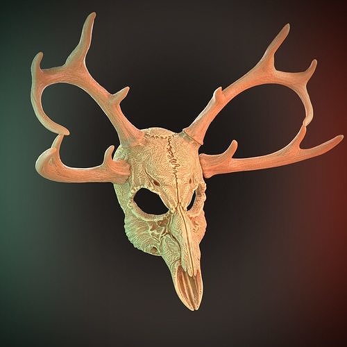 4 cornes cerf crâne Wendigo masque cosplay 3d stl dossiers impression ramure fichier cnc routeur costume animal Halloween modèle art 3D print model - Mito3D