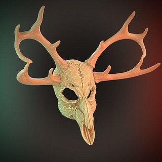 4 horns deer skull wendigo mask cosplay 3d stl files printing antler file cnc router costume animal halloween model art 3d print model - Mito3D