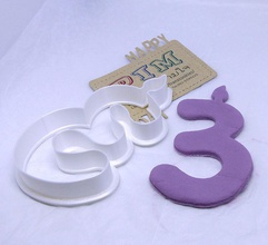 4 inches candle number 3 cookie cutter hobby-diy biscuit dough alphabet polymer clay hobby diy hand tools 3d print model - Mito3D