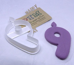 4 inches candle number 9 cookie cutter fondant biscuit dough alphabet polymer hobby diy hand tools 3d print model - Mito3D