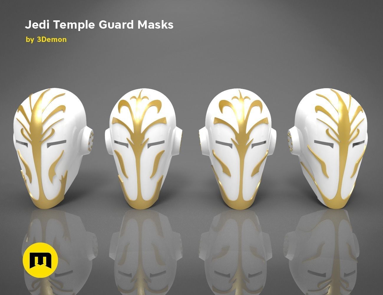 4 jedi tempio guardia maschere guerre stellari stella vigore custode sicurezza galattico coruscant cin drallig maschera timone casco caschi giochi giocattoli 3D print model - Mito3D