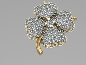 4 leaf clover 42 jewelry jewellery gold silver platinum diamond gemstone brillant wedding gem jewel ring earrings necklaces pendant bracelet pendants 3d print model - Mito3D