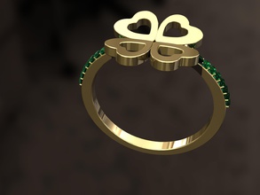 4 leaf clover ring jewelry gold shining luxury decoration reflection fashion shine 4leafclover leafclover nature jewel rings 3d print model - Mito3D