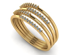 4 linea di anello gioielli gioiello diamante moda oro 3d 3dmodel semplice simplering anelli 3d print model - Mito3D