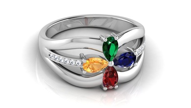4 peart coupe de l'anneau bijoux or anneau mode imprimable le platine bague en diamant gem d'argent doigt la livre sterling brillant beauté saphir ruby droplight l'habillement bracelet les anneaux 3d print model - Mito3D