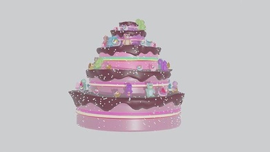 4 pink layer cake sprinkles birthday chocolate baked celebration icing sweet baking candy food layercake house decor 3d print model - Mito3D