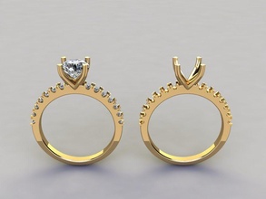 4 diente corazón forma diamante compromiso anillo amor romance Boda banda mujer hembra lujo oro antiguo moderno delicado joyería joya Moda 3d print model - Mito3D
