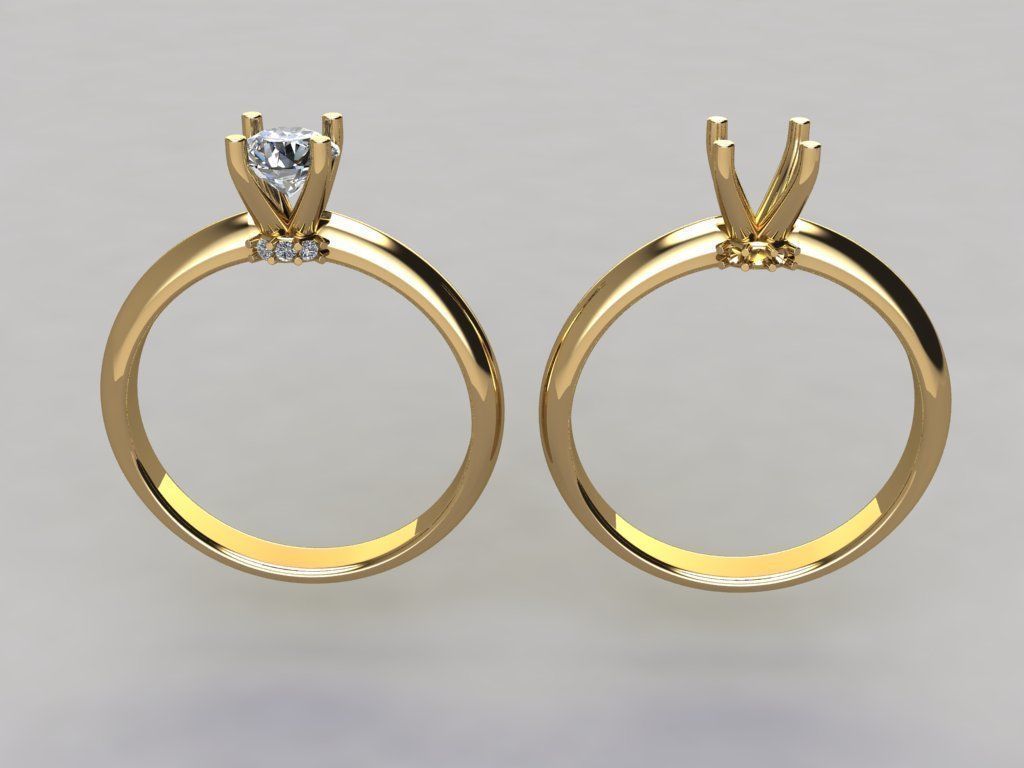 4 prong solitário diamante galeria guloseima noivado anel gema banda joalheria luxo ouro fêmea mulheres moda tendências antiguidade tradicional argolas 3D print model - Mito3D