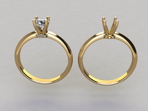 4 dent solitaire diamant Galerie délicat engagement bague gemme bande bijoux luxe or femelle femmes mode tendances 3d print model - Mito3D