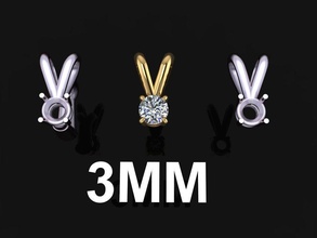 4 Zinke Solitär split Glocke Anhänger 3mm Schmuck Kette Halskette Charme Diamant mischen 3d print model - Mito3D