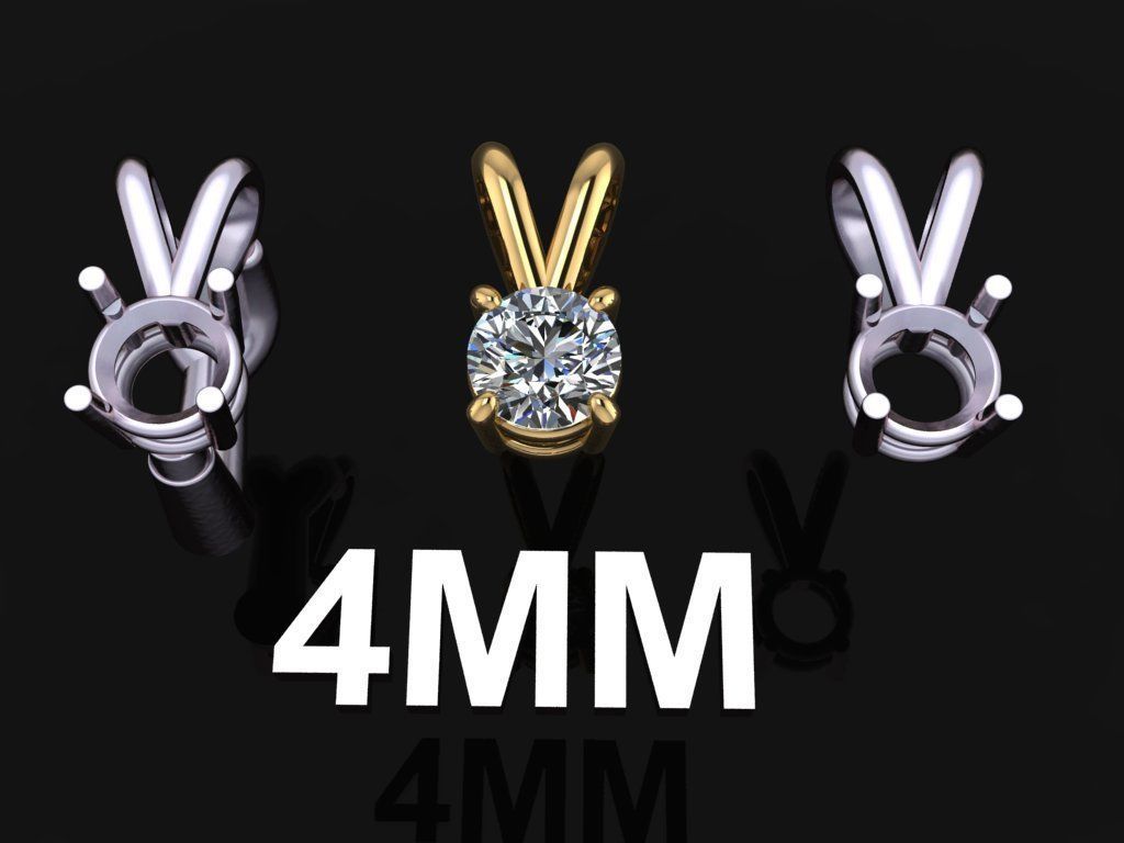 4 polo solitario Diviso campana pendente 4mm gioielleria catena collana diamante moda tendenza delicato donne femmina 3D print model - Mito3D