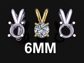 4 prong solitaire split bell pendant 6mm jewelry chain necklace diamond charm mix size style jewellery fashion trend women female pendants 3d print model - Mito3D