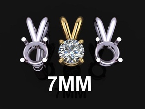 4 prong solitário dividido sino pingente 7mm joalheria colar diamante charme moda tendência mulheres fêmea misturar tamanho estilo pingentes 3d print model - Mito3D