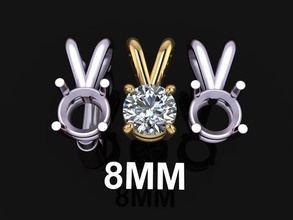4 prong solitaire split bell pendant 8mm jewelry chain necklace diamond charm mix size style fashion trends women female dainty pendants 3d print model - Mito3D