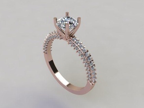 4 Zinke Solitär Quadrat Schaft 6mm Engagement Ring Luxus Schmuck beschäftigt verlobt Diamant Mode Trends Engaegment Antiquität zierlich 3d print model - Mito3D