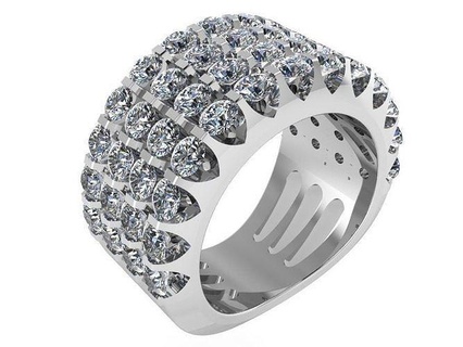 4 fila diamante anillo 1601 oro pavimentar joyería joya plata fabricación Moda diseño compromiso imprimible libra esterlina pulsera cubano arete collar colgante pendiente anillos 3d print model - Mito3D