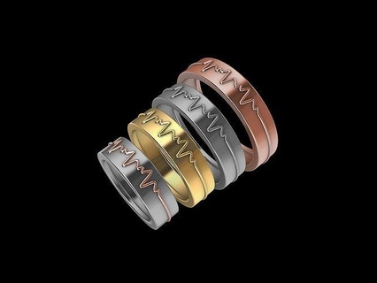 4 tamanhos 4590 Casamento banda stl verificado jóias joalheria imprimível diamante anel moda prototipagem designer leve noivado Projeto charme sinete declaração texto argolas 3d print model - Mito3D