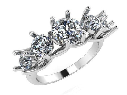 5 stone diamante anel 0578 ouro pavimentar joalheria 3d impressão prata manufatura moda Projeto corda argolas noivado gema imprimível esterlina 3d print model - Mito3D