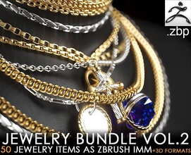50 jewelry items vol2 luxury gem chain gold bracelet necklace shining silver printable brilliant sapphire pendant fashion diamond jewel brush ring zbrush rings 3d print model - Mito3D
