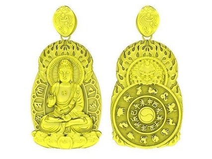5113 buddha chinese zodiac pendant jewelry fashion accessories gold diamond new design pendants 3d print model - Mito3D