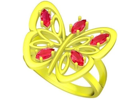 5285 Diamant Schmetterling Ring Schmuck Mode Gold Frau Frauen Neu Design Hochzeit japanisch Koreanisch Chinesisch Italienisch Hongkong Ringe 3d print model - Mito3D
