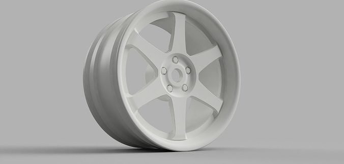 52mm diâmetro 12mm hex rc rodas raios te37 sl rcdrift yokomo Tamiya hpi passatempo lrp Kyosho rcwheel roda motriz carro deriva faça rccar automotivo 3D print model - Mito3D