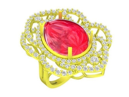 5607 diamond women ring art oval ruby jewelry fashion accessories gold woman new design rings 3d print model - Mito3D