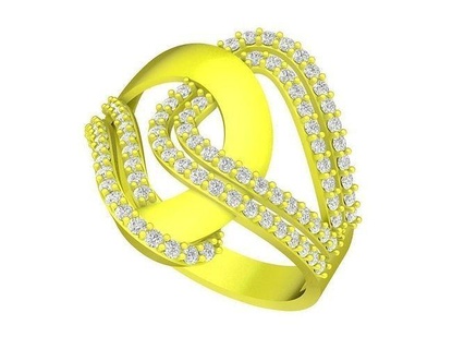 5736 coréen art diamant femmes bague bijoux mode accessoires or femme Nouveau conception asiatique anneaux 3d print model - Mito3D
