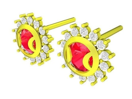5895 korean diamond earrings jewelry fashion accessories gold woman women new design asian 3d print model - Mito3D