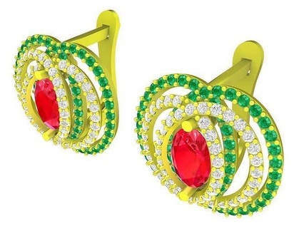 5896 Kurven Mode Diamant Ohrring Schmuck Ohrringe Zubehör Gold Frau Frauen Neu Design asiatisch 3d print model - Mito3D