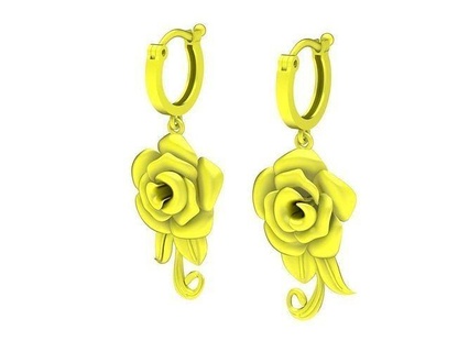 5909 beautyful rose earrings jewelry fashion diamond accessories gold woman women new design asian 3d print model - Mito3D