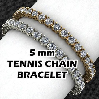 5 mm tennis chain bracelet tenis tennischain cuban link miami monaco linkchain gold silver jewel jewellery jewelry 3dprint printable diamond bracelets necklaces 3d print model - Mito3D