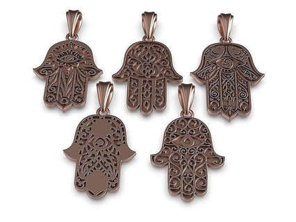 5 models hamsa hand pendant arm fatima jewelry gold printable hiphop arabic amulet ornament vintag turkey charm earrings islam religion judaism bracelet pendants 3d print model - Mito3D