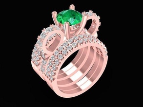 5 anelli 1 lusso squillare donne 733 gioielleria moda accessori oro diamante donna unisex design 3d print model - Mito3D