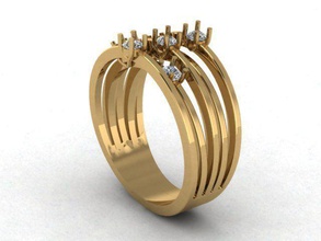 5 fila de la banda joyería 5row los diamantes moda anillos 3d print model - Mito3D