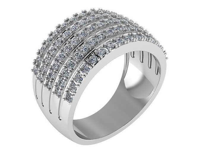5 rangée diamant bague 0858 or paver bijoux argent fabrication mode conception engagement gemme imprimable sterling bracelet cubain boucle d'oreille Collier pendentif anneaux 3D print model - Mito3D