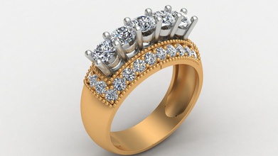 5 stone engagement diamond gold woman ring jewelry jewellery brilliant earring wedding printable gem finger hand girl human rose jewel rings 3d print model - Mito3D