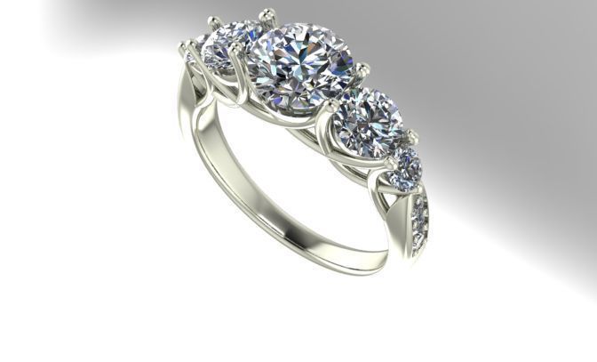 5 taş nişan yüzüğü takı elmas yazdırılabilir yüzük 3D print model - Mito3D