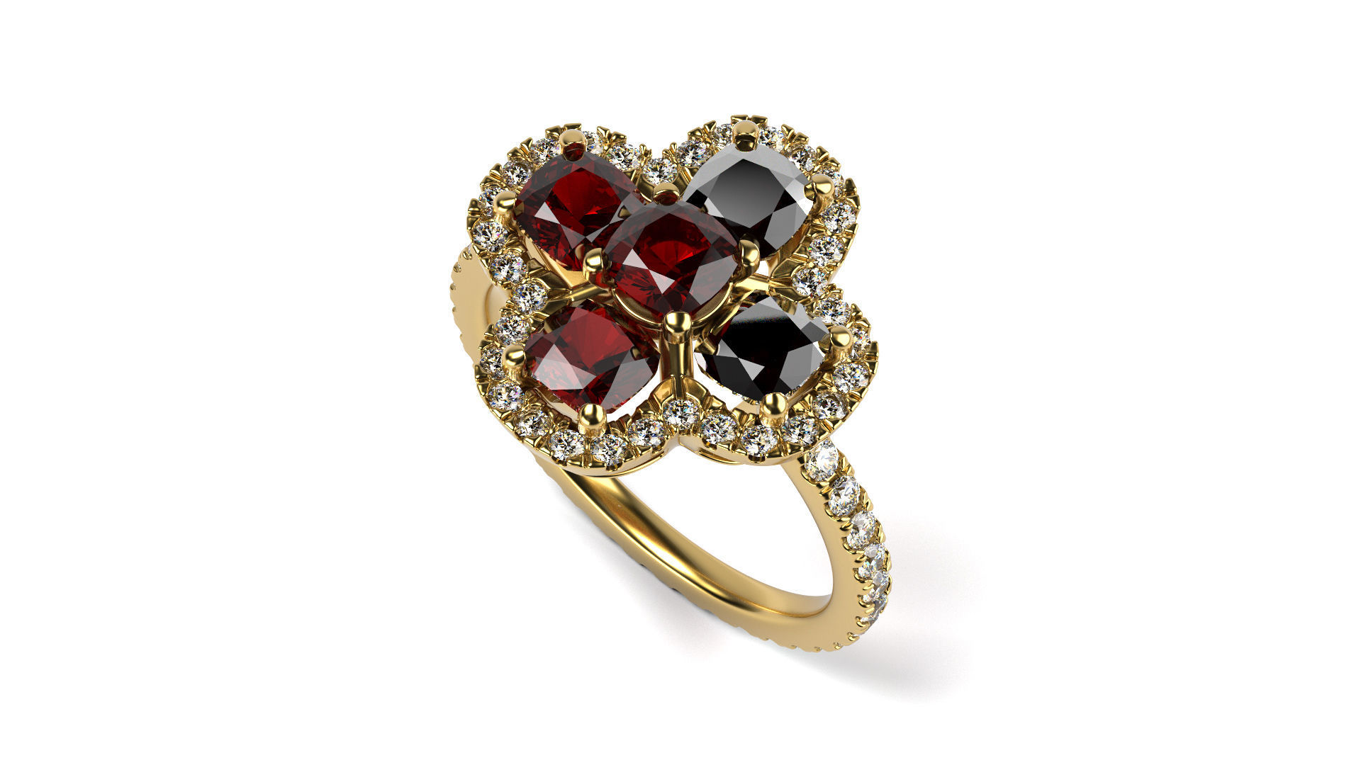 5 pedra de anel noivado jóias gem diamante jóia preciosa gemas o engajamento ouro anéis 3D print model - Mito3D