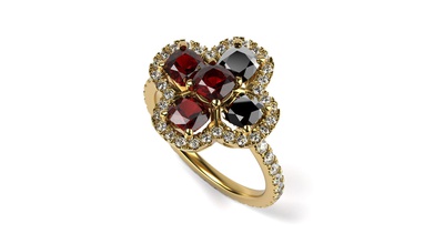 5 stone engagement ring jewelry gem diamond jewel jewellery gemstone gems gold rings 3d print model - Mito3D