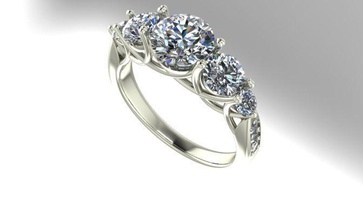 5 Stein Verlobungsring Schmuck diamond bedruckbar ist ring engagement Ringe 3d print model - Mito3D