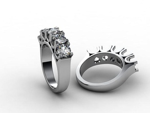5 pedra anel noivado diamante platina jóias precioso ouro moda prata 3d rinoceronte joalheria argolas 3d print model - Mito3D