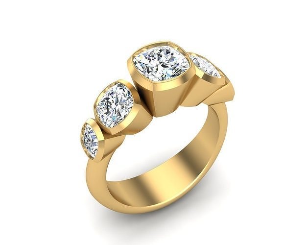 5 calcolo squillare gioielleria oro argento stampabile gioiello gemma engagement diamante moda bellezza brillante anelli conico 3dprint 5stone 3D print model - Mito3D