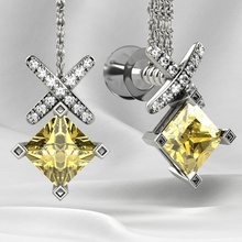 5mm princess stud gold earrings jewel gem rhino 3dprint printable brilliant diamond wedding engagement ruby emerald sapphire citrine zircon fashion jewelry 3d print model - Mito3D