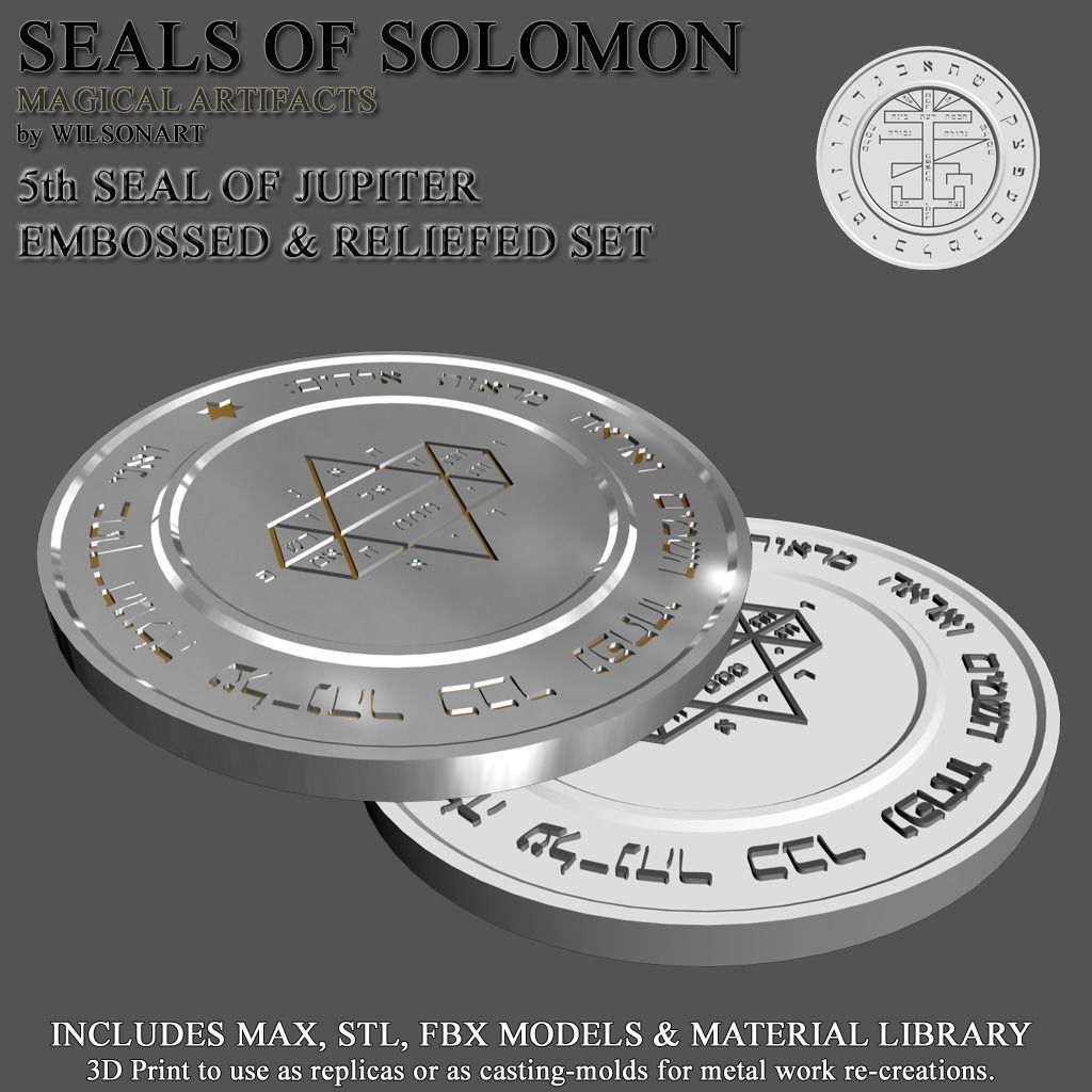 5th foca of giove crowley salomone madri pianeti saturno marte mercurio venere sole luna moneta magia magia qaballah cabala reliquia arcano ebraico arte monete distintivi 3D print model - Mito3D
