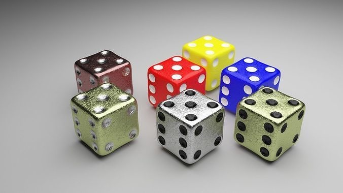 6 edged dices dice red casino chance gambling luck leisure play game cube number vegas fun lucky throw win gamble six games toys 3D print model - Mito3D