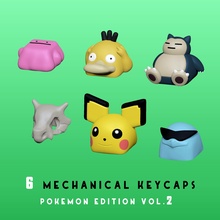 6 keycaps mechanical keyboard - pokemon edition 2 keycap key teclado squirtle snorlax pichu ditto psyduck cubone tecla toys game accessories games mechanicalkeycap 3d print model - Mito3D