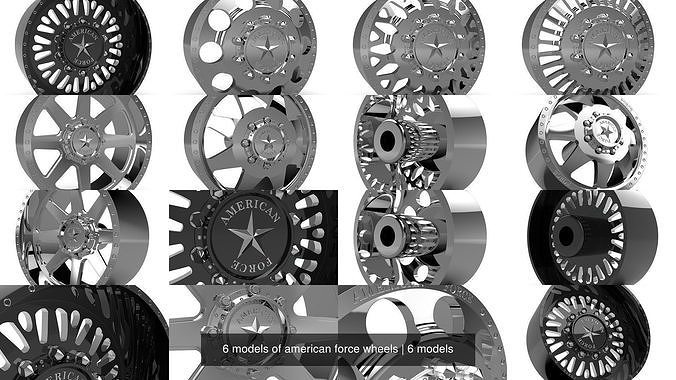 6 modèles américain Obliger roues roue 3dprint Jeu rendre courses camion voiture Jeux jouets 3D print model - Mito3D